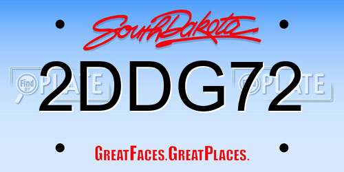 2DDG72 South Dakota License Plate