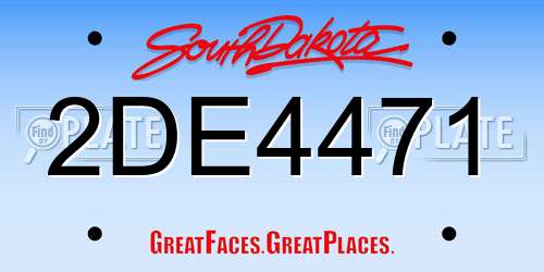 2DE4471 South Dakota License Plate