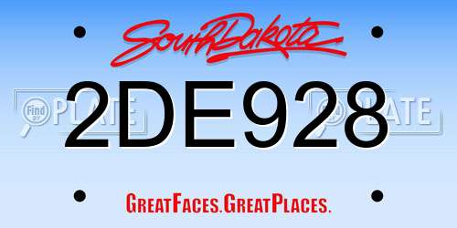 2DE928 South Dakota License Plate