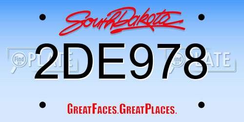 2DE978 South Dakota License Plate