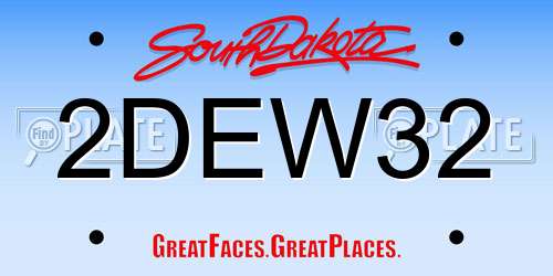 2DEW32 South Dakota License Plate