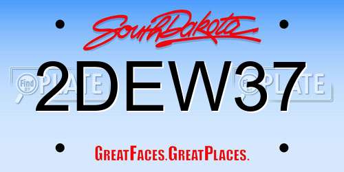2DEW37 South Dakota License Plate