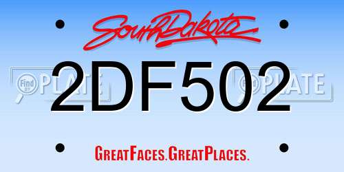 2DF502 South Dakota License Plate