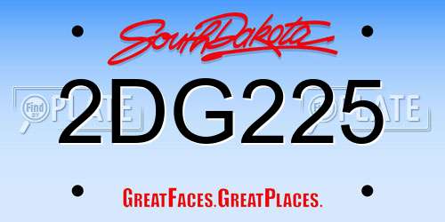 2DG225 South Dakota License Plate
