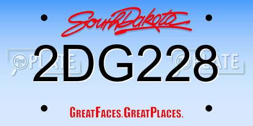 2DG228 South Dakota License Plate
