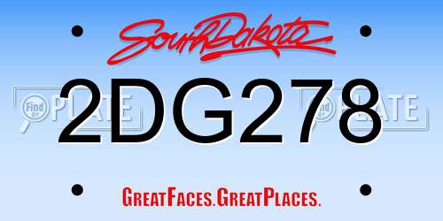 2DG278 South Dakota License Plate