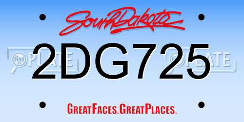 2DG725 South Dakota License Plate