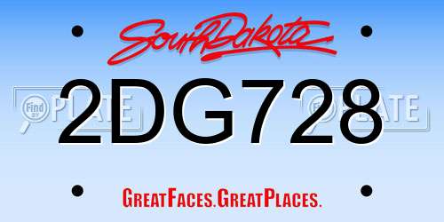 2DG728 South Dakota License Plate