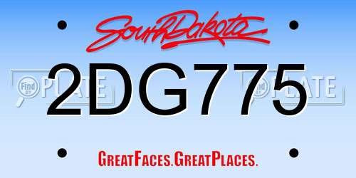 2DG775 South Dakota License Plate