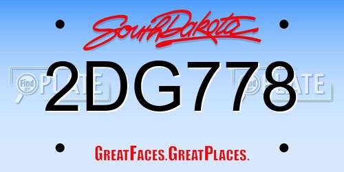 2DG778 South Dakota License Plate
