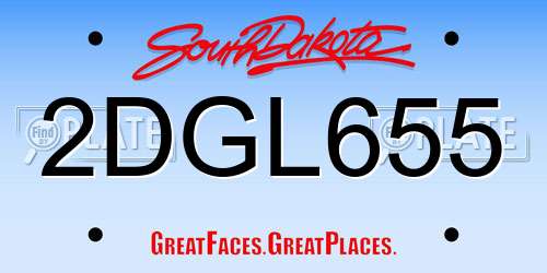 2DGL655 South Dakota License Plate