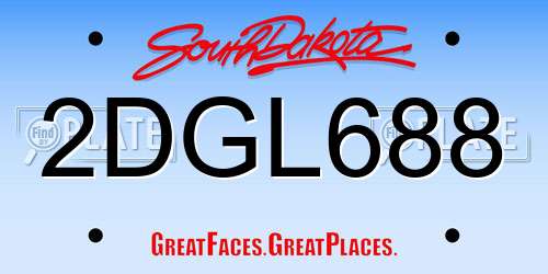 2DGL688 South Dakota License Plate