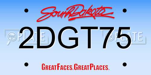 2DGT75 South Dakota License Plate