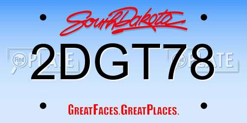 2DGT78 South Dakota License Plate