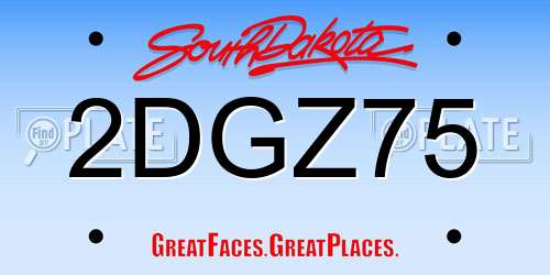 2DGZ75 South Dakota License Plate