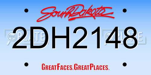 2DH2148 South Dakota License Plate