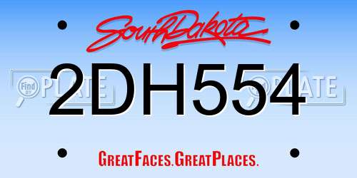 2DH554 South Dakota License Plate