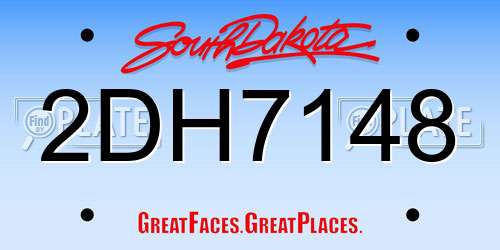2DH7148 South Dakota License Plate