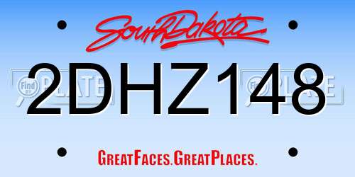 2DHZ148 South Dakota License Plate