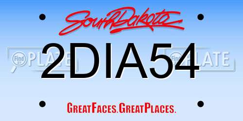 2DIA54 South Dakota License Plate