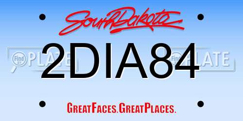 2DIA84 South Dakota License Plate
