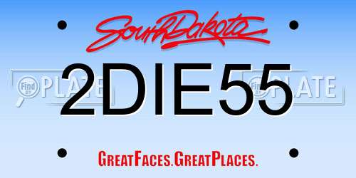 2DIE55 South Dakota License Plate