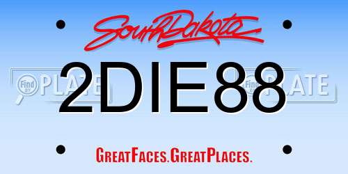 2DIE88 South Dakota License Plate