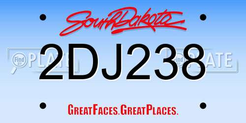 2DJ238 South Dakota License Plate