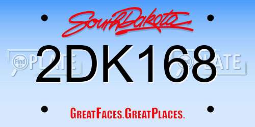 2DK168 South Dakota License Plate