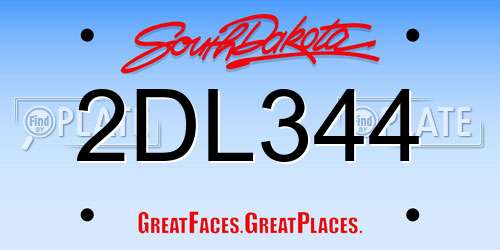 2DL344 South Dakota License Plate
