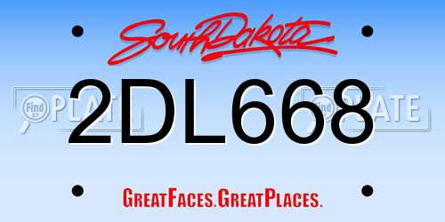 2DL668 South Dakota License Plate