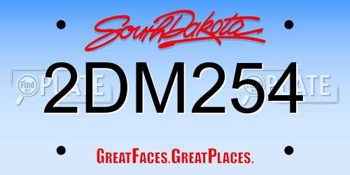 2DM254 South Dakota License Plate