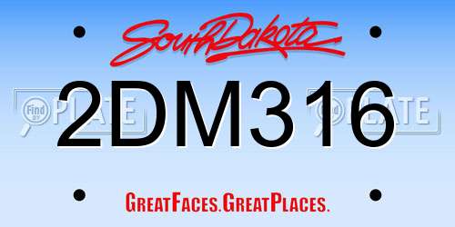 2DM316 South Dakota License Plate