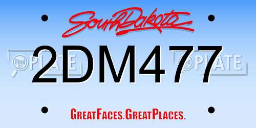 2DM477 South Dakota License Plate