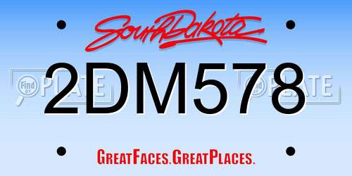2DM578 South Dakota License Plate