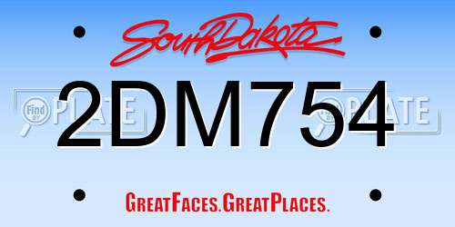 2DM754 South Dakota License Plate