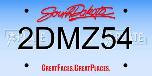 2DMZ54 South Dakota License Plate
