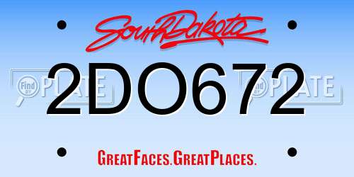 2DO672 South Dakota License Plate