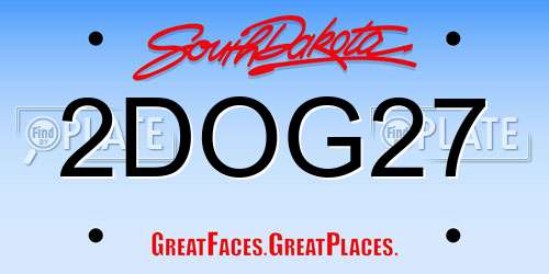 2DOG27 South Dakota License Plate