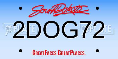 2DOG72 South Dakota License Plate