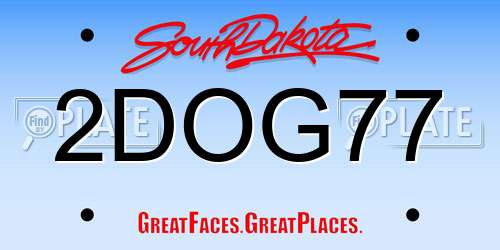 2DOG77 South Dakota License Plate