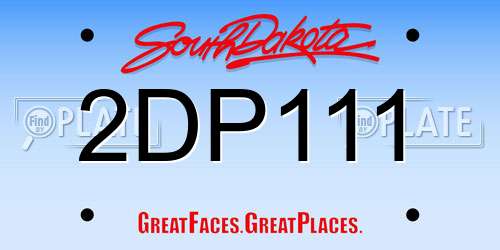 2DP111 South Dakota License Plate