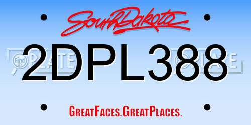 2DPL388 South Dakota License Plate