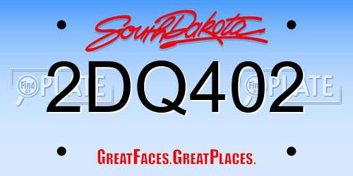 2DQ402 South Dakota License Plate