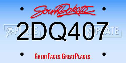 2DQ407 South Dakota License Plate