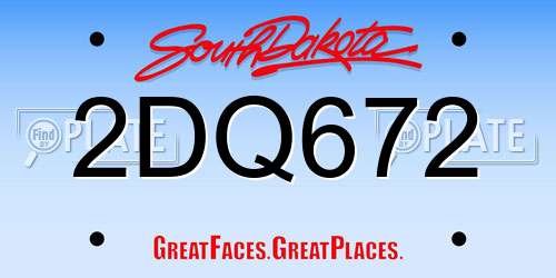 2DQ672 South Dakota License Plate