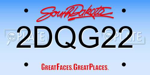 2DQG22 South Dakota License Plate