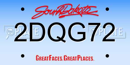 2DQG72 South Dakota License Plate