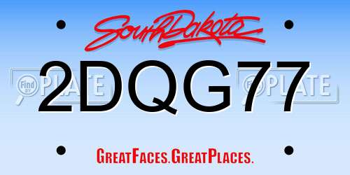 2DQG77 South Dakota License Plate