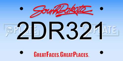 2DR321 South Dakota License Plate
